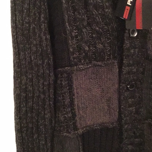 NWT Project Raw patchwork button up sweater. Charcoal grey & dark brown. Size L - Picture 4 of 5